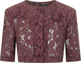 Pinko Lace-detail Cropped Jacket - Dames - Zomerjassen - Rood - XL - Katoen - Jassen