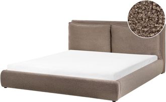 Beliani Cama Moderna De Boucl&eacute; 180 X 200 Cm Cabecero Tapizado Y Acolchado Marr&oacute;n Bajonna