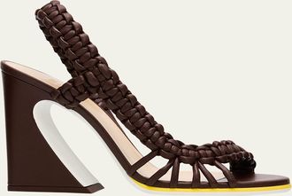 Fendi 95mm Fendi Arco Asymmetric Braided Leather Sandals