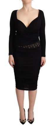 Gianfranco Ferre Long Sleeves Sweetheart Neck Midi Womens Dress
