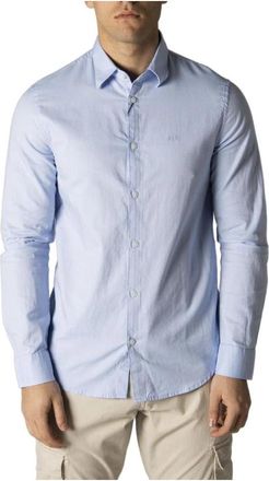 A|X Armani Exchange Klassieke Katoenen Overhemd Lange Mouwen - Heren - Casual Overhemden - Blauw - S - Katoen - Overhemden