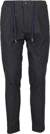 Cruna Gestreepte Katoenen Veters - Heren - Slim Fit Broeken - Blauw - 2XL - Katoen - Broeken