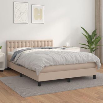 vidaXL Vidaxl - Cama Box Spring Con Colch&oacute;n Cuero Sint&eacute;tico Capuchino 140x190cm