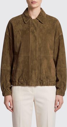 Brunello Cucinelli Suede Bomber Jacket with Concealed Fastening