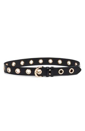 Nordstrom Samantha Rivet Leather Belt in Black at Nordstrom, Size X-Small
