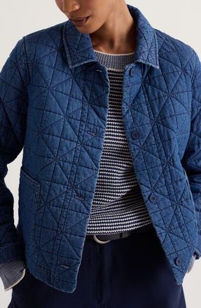 Seasalt Cornwall Incoming Tide Quilted Jacket in Mid Wash Indigo at Nordstrom, Size 12