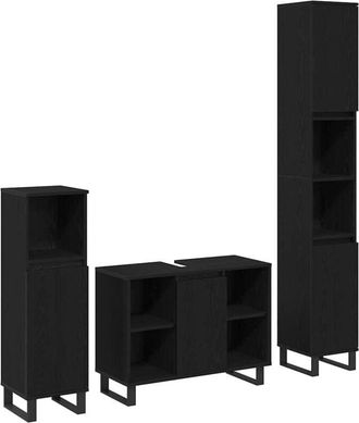 vidaXL Set di mobili per il bagno 3 pcs Nero 30 x 30 x 180 cm - Vidaxl