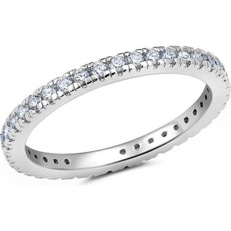 Crislu Pav&eacute; Round Cubic Zirconia Eternity Band Ring in Pure Platinum/clear Stone at Nordstrom, Size 7