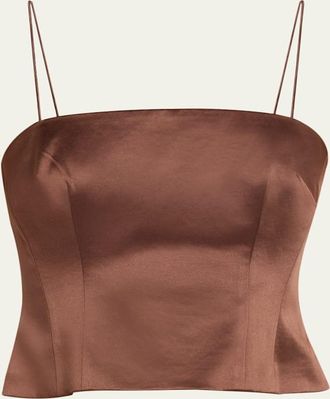 LoveShackFancy Cassana Satin Sleeveless Top