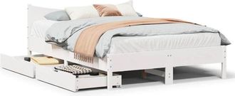 vidaXL Estructura De Cama Con Cajones Madera De Pino Blanca 150x200cm Vidaxl