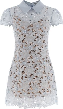 Self Portrait Blue Guipure Lace Mini Gonne Celeste-Donna