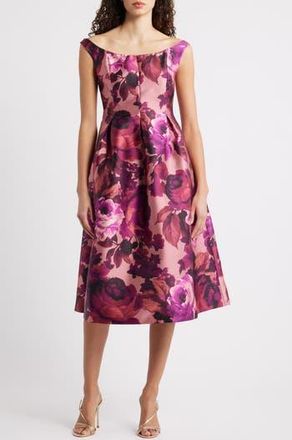 Julia Jordan Floral Off the Shoulder Cocktail Dress in Pink Multi at Nordstrom Rack, Size 10