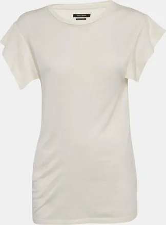 Isabel Marant Ivory Jersey Flounce Sleeve Top