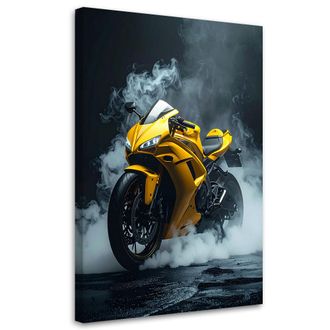 Feeby Cuadro Sobre Lienzo, Motocicleta Amarilla Motocicleta, 80x120