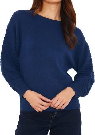 Brodie Textured Balloon Sleeve Crew Sweater In Hello Sailor