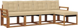 vidaXL Conjunto De Sof&aacute;s De Exterior 5 Uds. Natural Y Beige Vidaxl