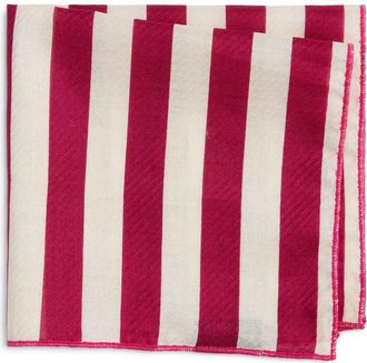 Clifton Wilson Fuchsia Stripe Silk Pocket Square at Nordstrom
