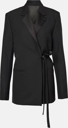 Toteme Satin-trimmed wrap blazer