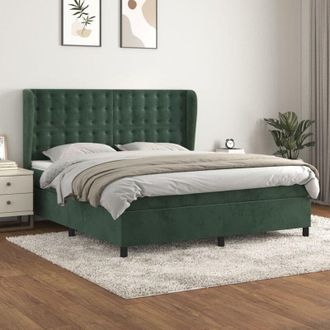 vidaXL Vidaxl - Cama Box Spring Con Colch&oacute;n Terciopelo Verde Oscuro 160x200 Cm