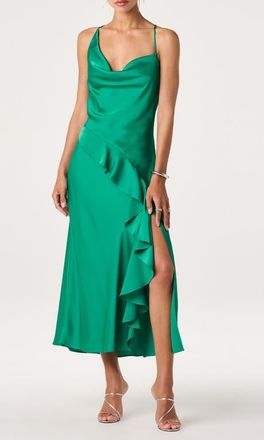 ASTR the Label Dymond Satin Midi Dress in Green at Nordstrom, Size X-Small