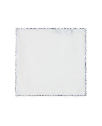 Robert Talbott Carlton Linen Cross Stitch Border Pocket Square in White/navy at Nordstrom