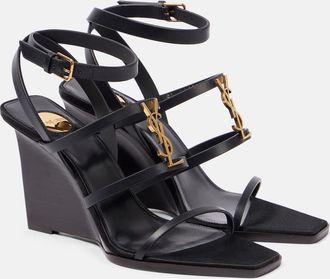 Saint Laurent Sandali Cassandra 90 in pelle con zeppa