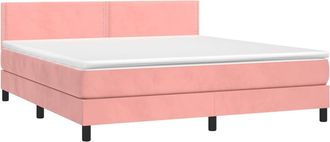 vidaXL Vidaxl - Cama Box Spring Colch&oacute;n Y Led Terciopelo Rosa 180x200 Cm