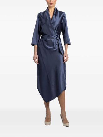 Peter Cohen New Victor tie-waist wrap midi dress - Blauw