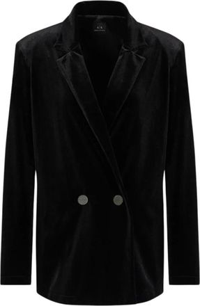 A|X Armani Exchange Zwarte Blazer Americana Stijl - Dames - Blazers - Zwart - S - Polyester - Jassen