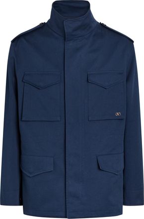 Valentino Garavani Funnel-neck Twill Coat - Navy - 52 (IT52 / XL)