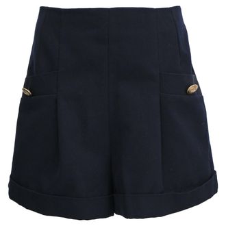 Sandro Sandro Twill High Waist Shorts in Navy Blue Polyester