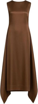 Alberta Ferretti Lange Jurk van Zijde Organza - Dames - Avondkleed - Bruin - L - Organza - Kleedjes