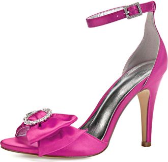 Generic Wedding Shoes Womens Stiletto Sandals Bridal Open Toe Sexy High Heels for Party Wedding Dress Daily Wear Shoes 10.5Cm,Rose red,7 UK