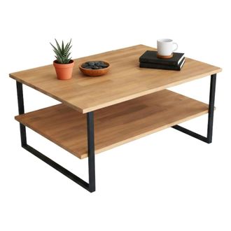 Dmora Dmora - Mesa De Caf&eacute; Errai, Mesa De Centro Baja, Revistero Para Sof&aacute;, Estante De La Sala De Estar, 85x60h40 Cm, Roble, Con Embalaje Reforzado