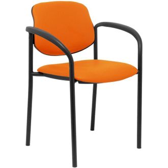 Piqueras y Crespo Silla Fija Styl Similpiel Naranja Chasis Negro Con Brazos