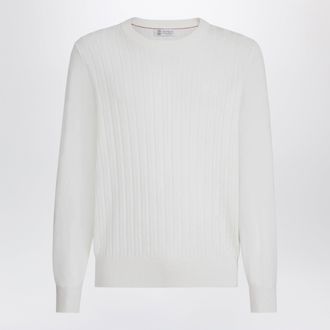 Brunello Cucinelli White ribbed cotton sweater