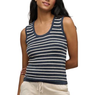 Barefoot Dreams CozyChic Ultra Lite Stripe Textured Pajama Tank in Indigo-Stone at Nordstrom, Size X-Large