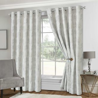 Lewis's Tuscany Eyelet Curtains - Ivory - Width 46 x Drop 90 (117 x 229 cm) | TJ Hughes