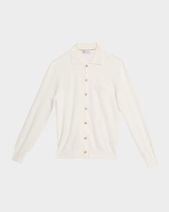 Brunello Cucinelli Men & apos;s Cotton Ribbed Cardigan
