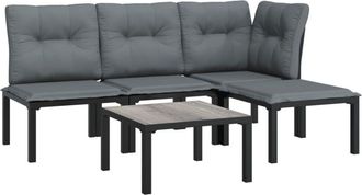 vidaXL Juego De Muebles De Jard&iacute;n 5 Pzas Rat&aacute;n Sint&eacute;tico Negro Y Gris Vidaxl