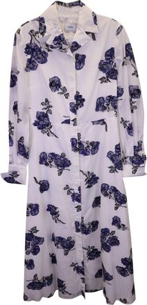 Erdem Erdem Emily Floral-Print Midi Shirt Dress in White Cotton