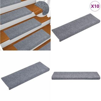 vidaXL Tappetini per scale autoadesivi 10 pz 65x21x4 cm Grigio chiaro bordo rettangolare - Tappeti autoadesivi - Tappeti antiscivolo