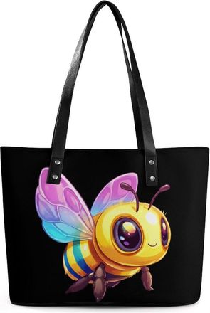 Generic Rainbow Bee Tote Bags for Women Cute Shoulder Purses Handbags