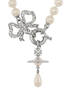 Vivienne Westwood Rigoberta Crystal-embellished Faux Pearl Necklace - Silver - One Size