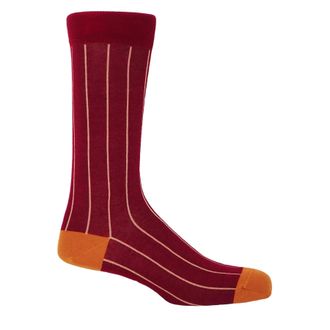 Peper Harow Pin Stripe Mens Socks - Crimson