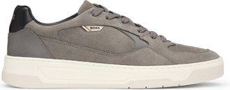 HUGO BOSS Mens Baltimore Canvas Low Top Lace-Up Sneakers in Medium Grey - Size UK 11