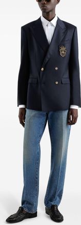 Dolce & Gabbana Mens Double-breasted Virgin Wool Jacket - Dark Blue - Size EU 50 (Mens)