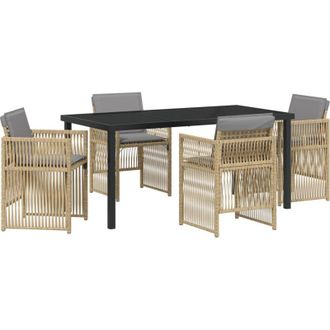 vidaXL Conjunto De Comedor De Jard&iacute;n 5 Pcs Beige Polirat&aacute;n Vidaxl