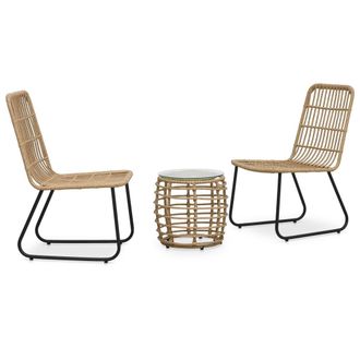 vidaXL Set Mesa Y Sillas De Jard&iacute;n 3 Pzas Rat&aacute;n Sint&eacute;tico Color Roble Vidaxl