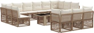 vidaXL Conjunto De Sof&aacute;s De Jard&iacute;n 14 Uds. Beige Rat&aacute;n Sint&eacute;tico Vidaxl